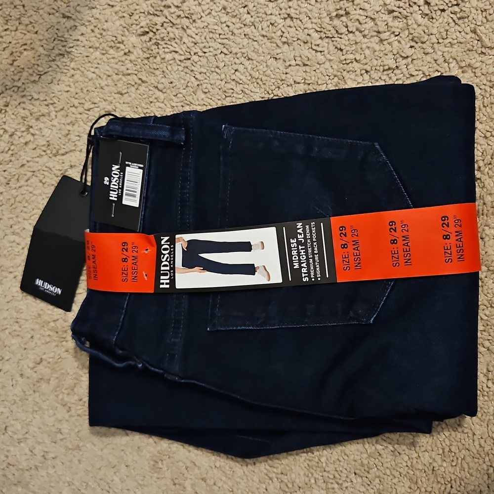 NEW! Hudson Dark Blue Wash Straight Leg Mid Rise Jeans - Picture 7 of 14